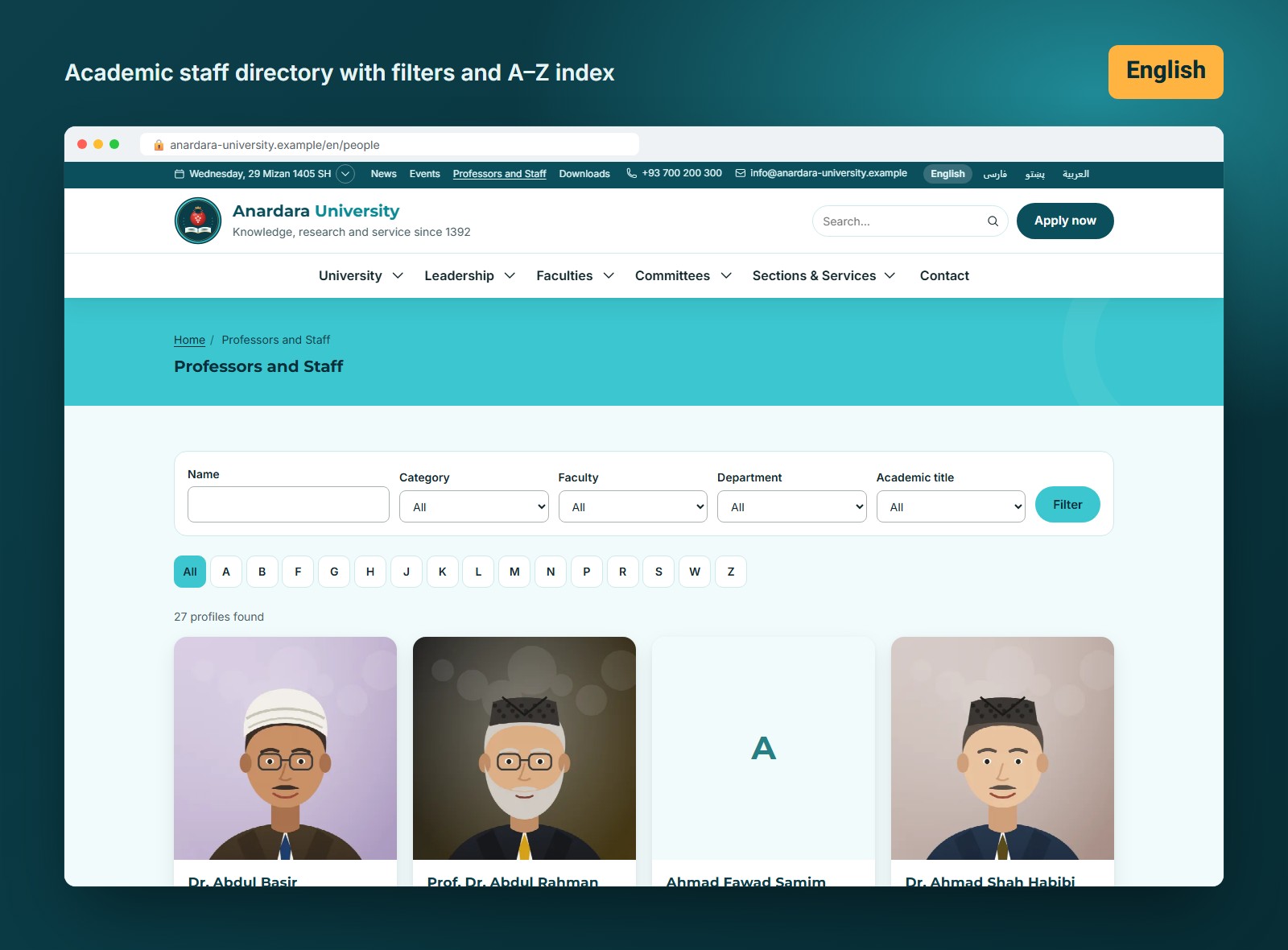 Screenshot 5 of Anardara University Website